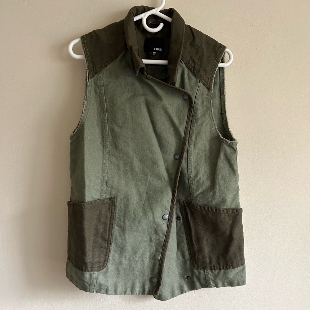 Wilfred Free Green Oversized Linen Blend Vest Size XXS